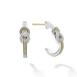 Diamonds<LAGOS Two-Tone Knot Diamond Half Hoop Earring