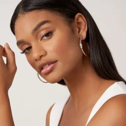 Hoop Earrings<LAGOS Two-Tone Knot Diamond Hoop Earring