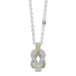 Caviar Necklaces<LAGOS Two-Tone Knot Diamond Pendant Necklace
