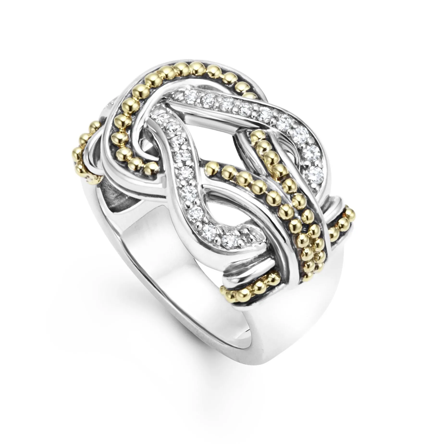 Diamonds<LAGOS Two-Tone Knot Diamond Statement Ring
