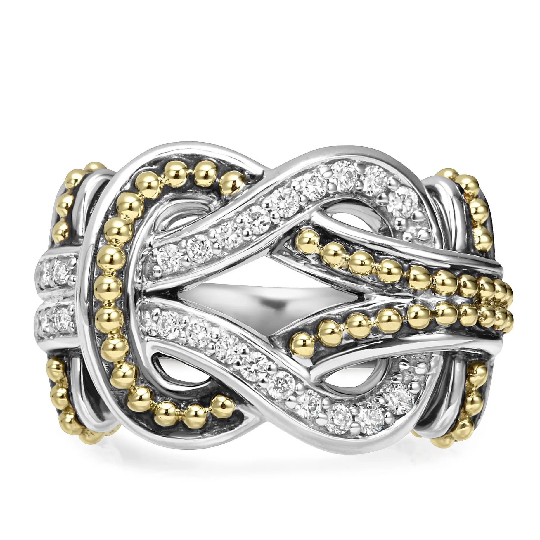 Two-Tone<LAGOS Two-Tone Knot Diamond Statement Ring