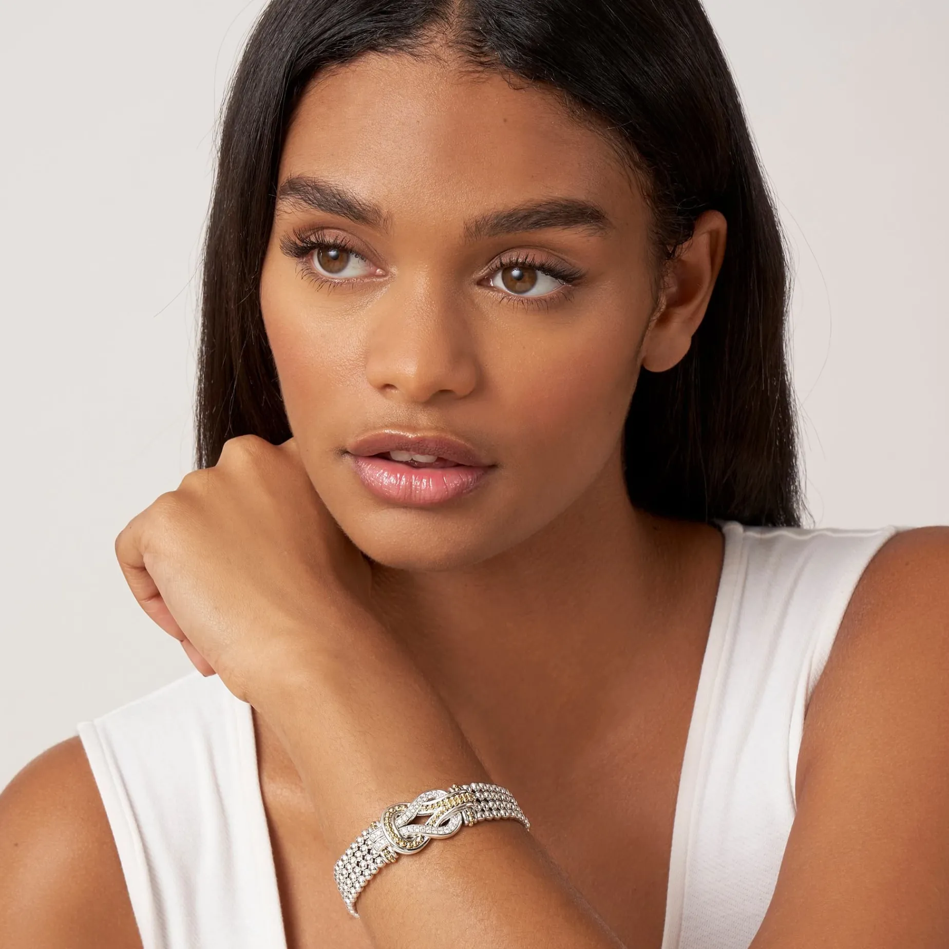 Diamonds<LAGOS Two-Tone Knot Diamond Statement Bracelet