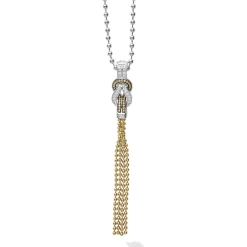 Diamonds<LAGOS Two-Tone Knot Diamond Tassel Pendant Necklace