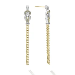 Two-Tone<LAGOS Two-Tone Knot Diamond Tassel Earring
