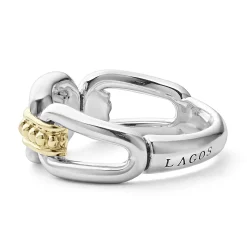 Caviar Rings<LAGOS Two-Tone Link Ring