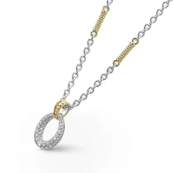 Diamonds<LAGOS Two-Tone Oval Diamond Pendant Necklace