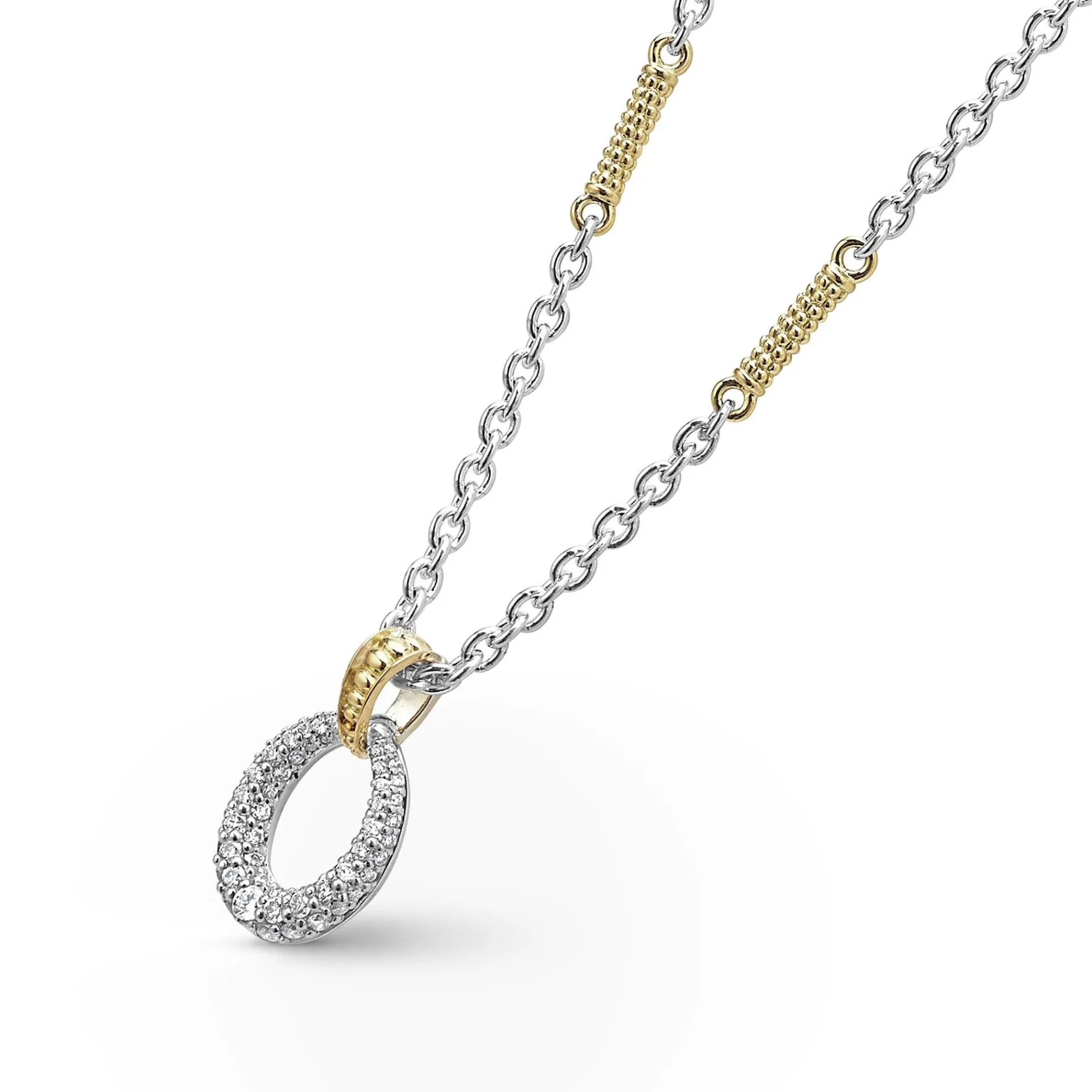 Diamonds<LAGOS Two-Tone Oval Diamond Pendant Necklace