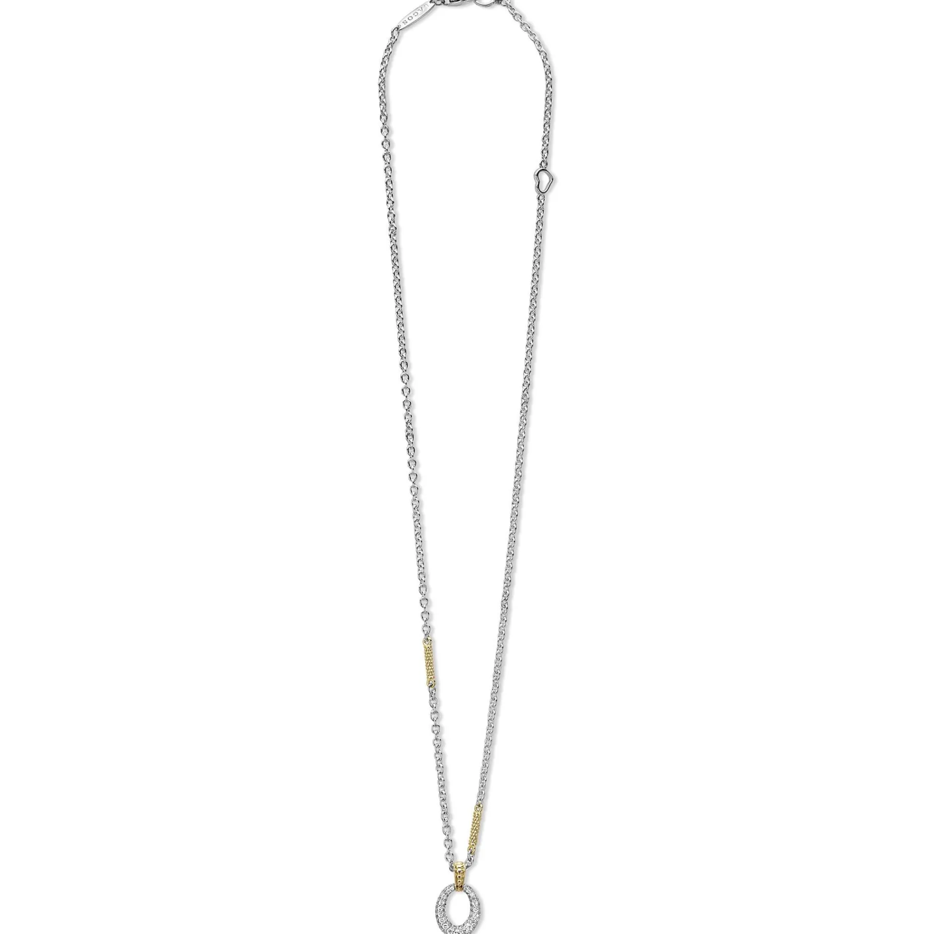 Two-Tone<LAGOS Two-Tone Oval Diamond Pendant Necklace