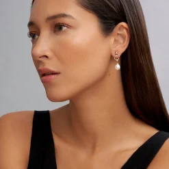 Two-Tone<LAGOS Two-Tone Oval Drop Pearl Earrings