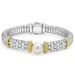 Silver<LAGOS Two-Tone Pearl Caviar Bracelet | 9Mm