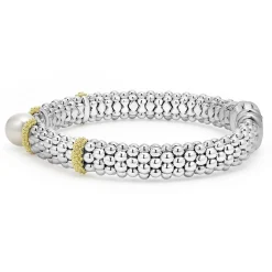 Silver<LAGOS Two-Tone Pearl Caviar Bracelet | 9Mm