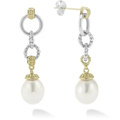Drop Earrings<LAGOS Two-Tone Pearl Circle Drop Earrings