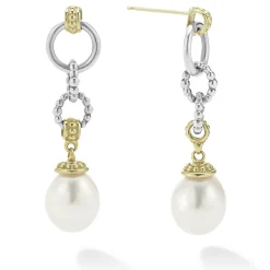 Two-Tone<LAGOS Two-Tone Pearl Circle Drop Earrings