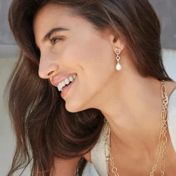 Two-Tone<LAGOS Two-Tone Pearl Circle Drop Earrings