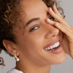 Hoop Earrings<LAGOS Two-Tone Pearl Hoop Earrings