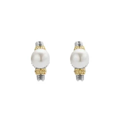 Huggie Earrings<LAGOS Two-Tone Pearl Huggie Earrings