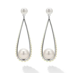 Drop Earrings<LAGOS Two-Tone Pearl Tear Drop Earrings