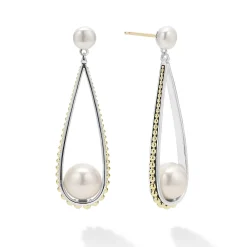 Pearl<LAGOS Two-Tone Pearl Tear Drop Earrings