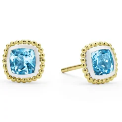 Two-Tone<LAGOS Two-Tone Swiss Blue Topaz Stud Earrings