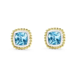 Two-Tone<LAGOS Two-Tone Swiss Blue Topaz Stud Earrings