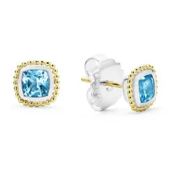 Gemstones<LAGOS Two-Tone Swiss Blue Topaz Stud Earrings