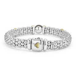 Silver<LAGOS Two-Tone Tahitian Black Pearl Caviar Bracelet | 9Mm