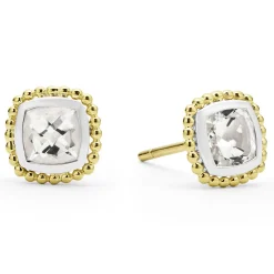 Gemstones<LAGOS Two-Tone White Topaz Stud Earrings