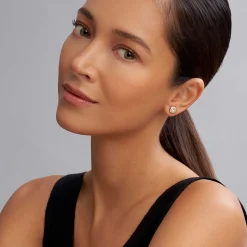 Gemstones<LAGOS Two-Tone White Topaz Stud Earrings