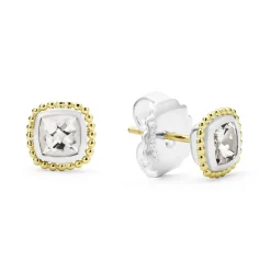 Two-Tone<LAGOS Two-Tone White Topaz Stud Earrings