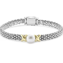 Pearl<LAGOS Two-Tone X Pearl Caviar Bracelet | 6Mm
