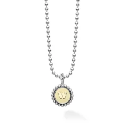 Two-Tone<LAGOS W Initial Charm Necklace