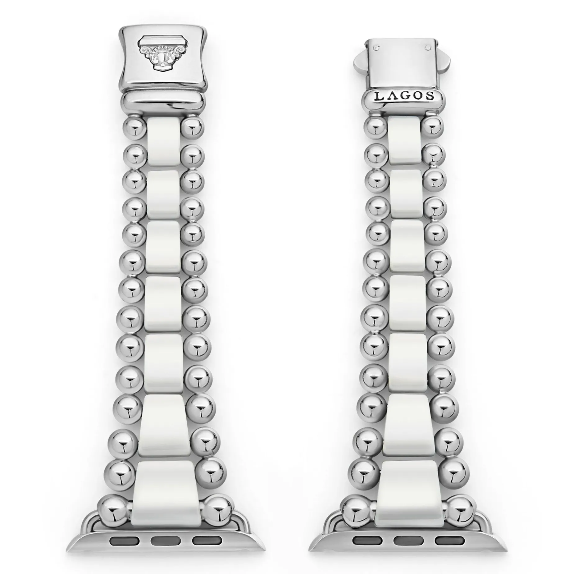 Watch Bands<LAGOS White Ceramic And Stainless Steel Watch Bracelet-42-49Mm