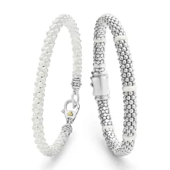 Two-Tone<LAGOS White Ceramic Caviar Bracelet Gift Set