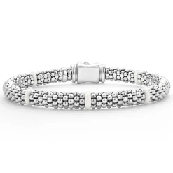 Two-Tone<LAGOS White Ceramic Caviar Bracelet Gift Set