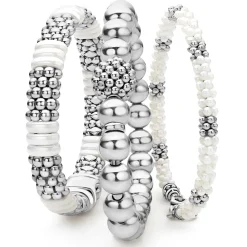Silver<LAGOS White Ceramic Caviar Bracelet Gift Set