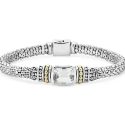 Two-Tone<LAGOS White Topaz Caviar Bracelet | 6Mm