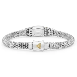 Two-Tone<LAGOS White Topaz Caviar Bracelet | 6Mm