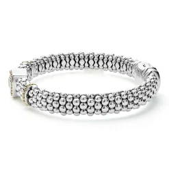 Two-Tone<LAGOS White Topaz Caviar Bracelet | 9Mm