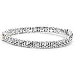 Two-Tone<LAGOS White Topaz Caviar Bracelet | 6Mm