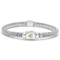 Two-Tone<LAGOS White Topaz Caviar Bracelet | 6Mm