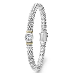 Two-Tone<LAGOS White Topaz Caviar Bracelet | 6Mm