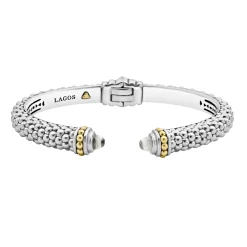 Two-Tone<LAGOS White Topaz Cuff Bracelet | 8Mm
