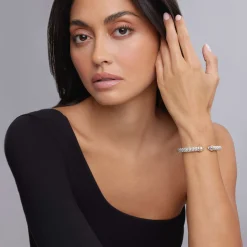 Two-Tone<LAGOS White Topaz Cuff Bracelet | 8Mm