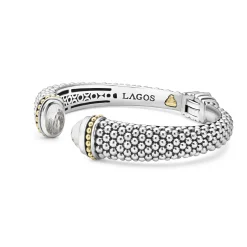 Two-Tone<LAGOS White Topaz Cuff Bracelet | 12Mm