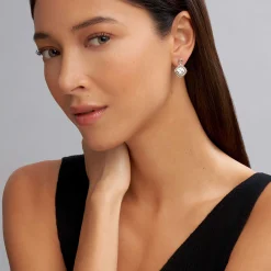 Two-Tone<LAGOS White Topaz Drop Earrings