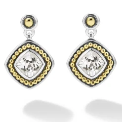 Two-Tone<LAGOS White Topaz Drop Earrings