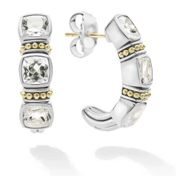 Two-Tone<LAGOS White Topaz Hoop Earrings