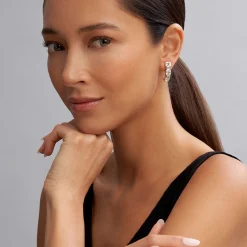 Two-Tone<LAGOS White Topaz Hoop Earrings