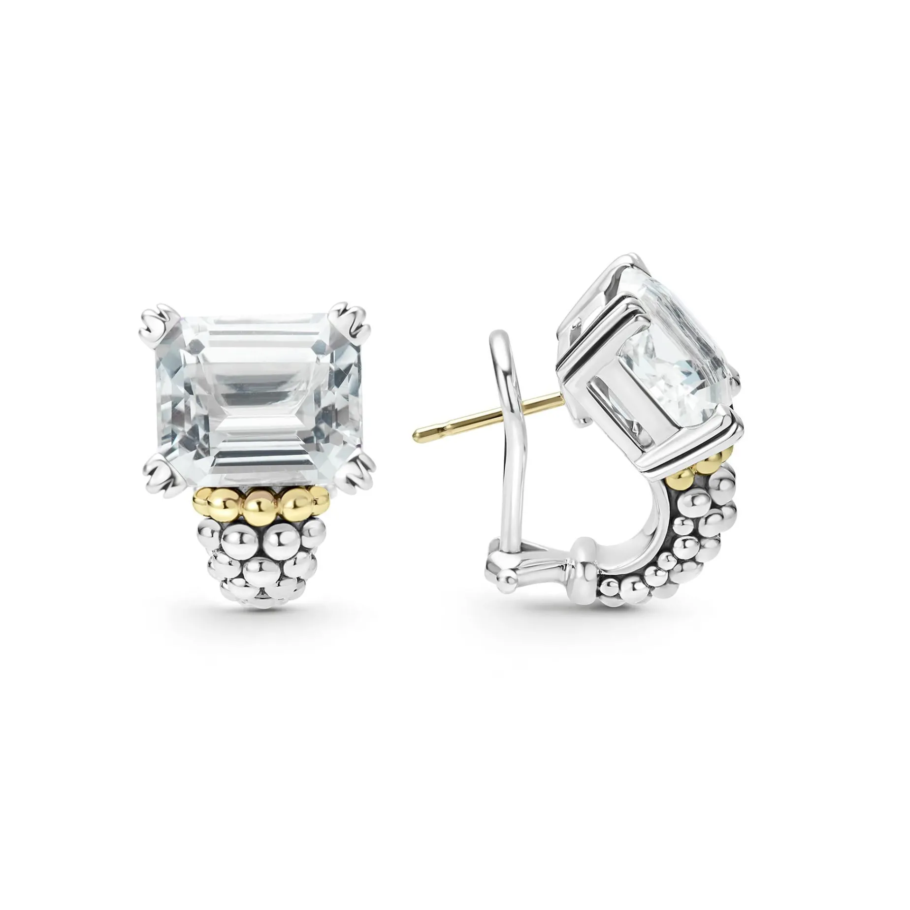 Two-Tone<LAGOS White Topaz Huggie Earring