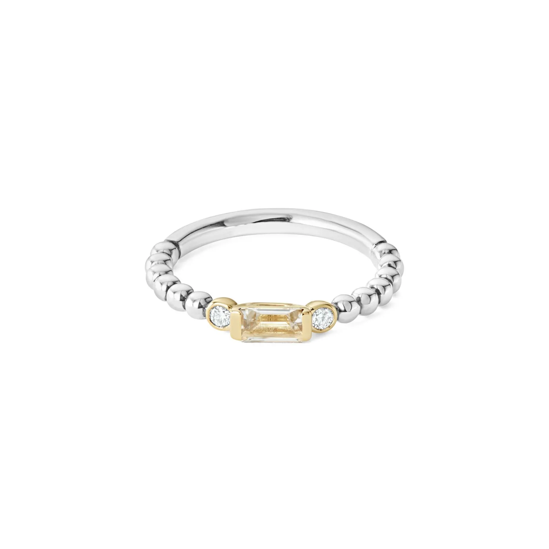 Two-Tone<LAGOS White Topaz Stacking Ring With Diamonds